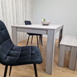 KOSY KOALA Modern Grey Rectangle Dining Table Set With 2 Black Velvet Chairs & 1 Bench Dining Room Furniture in Brown - thumbnail 9