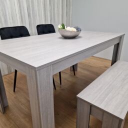KOSY KOALA Modern Grey Rectangle Dining Table Set With 2 Black Velvet Chairs & 1 Bench Dining Room Furniture in Brown - thumbnail 7