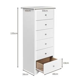Costway Chest of Drawers Freestanding Storage Cabinet Classic Clothes Organizer White - thumbnail 2