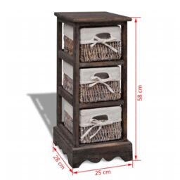 Berkfield Home Wooden Storage Rack 3 Weaving Baskets Brown - thumbnail 5