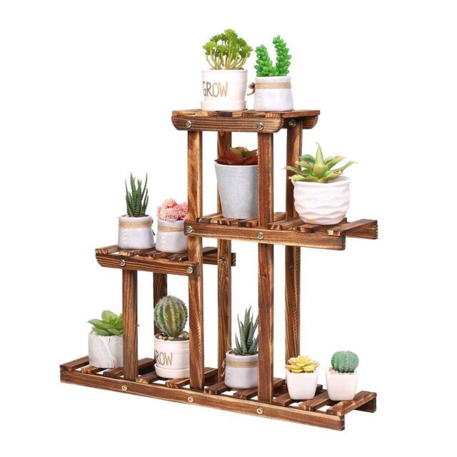 Kelvenix 4 Tiers Plant Stand Display Rack in Brown - Size: 0.6m2 - image 1