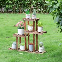 Kelvenix 4 Tiers Plant Stand Display Rack in Brown - Size: 0.6m2 - thumbnail 5