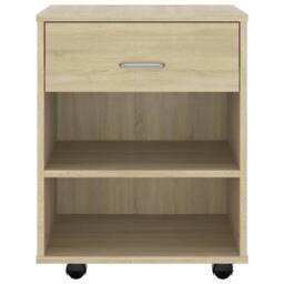 Berkfield Home Rolling Cabinet Sonoma Oak 46x36x59 cm Engineered Wood in Light Oak - Size: 46 x 36 x 59 cm - thumbnail 4