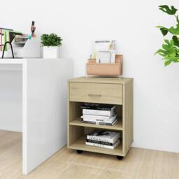 Berkfield Home Rolling Cabinet Sonoma Oak 46x36x59 cm Engineered Wood in Light Oak - Size: 46 x 36 x 59 cm - thumbnail 2