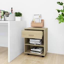 Berkfield Home Rolling Cabinet Sonoma Oak 46x36x59 cm Engineered Wood in Light Oak - Size: 46 x 36 x 59 cm - thumbnail 3