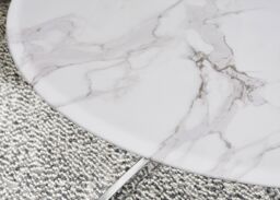 FurnitureboxUK Novara Round Marble Effect Glass Top Coffee Table With Silver Metal Starburst Legs in White - thumbnail 3