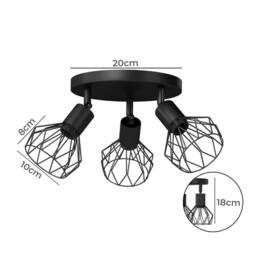 Emitto 3-Way Spotlight Ceiling Light Adjustable Black E14 Metal Fixture - thumbnail 4