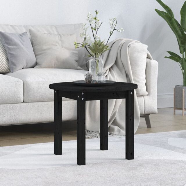 Berkfield Home Coffee Table Black Ã˜ 55x45 cm Solid Wood Pine - image 1