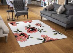 Benjamin Tate Design Pink Flowers Rug in Natural - Size: Large - thumbnail 2