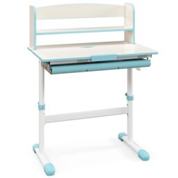Costway Study Desk Height Adjustable Writing Table w/ Tilt Desktop in Blue - thumbnail 6
