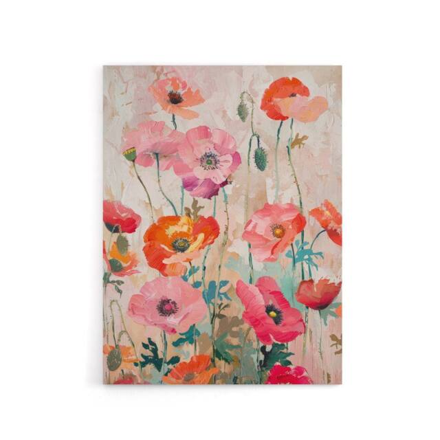 "Artery8 Poppy Flowers Floral Canvas Wall Art Print in Pink - Size: W18"" x H24""" - image 1