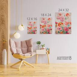"Artery8 Poppy Flowers Floral Canvas Wall Art Print in Pink - Size: W18"" x H24""" - thumbnail 4