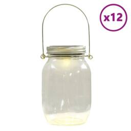 Berkfield Home Solar Glass Light for Outdoor 12 pcs Warm White in Silver - thumbnail 2