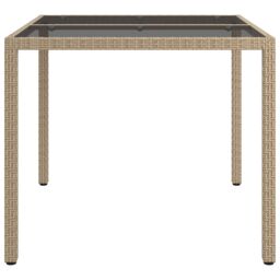 Berkfield Home Garden Dining Table Beige 90x90x75 cm Poly Rattan - Size: 90 x 90 x 75 cm - thumbnail 4