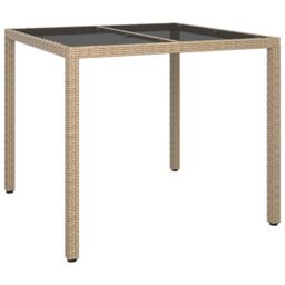 Berkfield Home Garden Dining Table Beige 90x90x75 cm Poly Rattan - Size: 90 x 90 x 75 cm - thumbnail 2