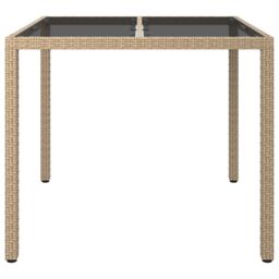Berkfield Home Garden Dining Table Beige 90x90x75 cm Poly Rattan - Size: 90 x 90 x 75 cm - thumbnail 3