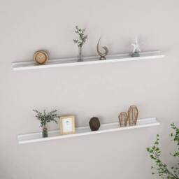 Berkfield Home Wall Shelves 2 pcs High Gloss White 115x9x3 cm - Size: 115 x 9 x 3 cm - thumbnail 2