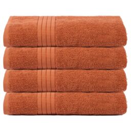 OHS 4 Pack of 100% Cotton Bath Sheet Bathroom Towel in Burnt Orange
