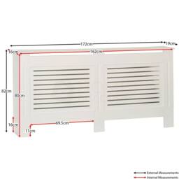 FLAVORA Extra Large-Radiator Cover White Modern MDF Wood Slat Grill Heat - thumbnail 1