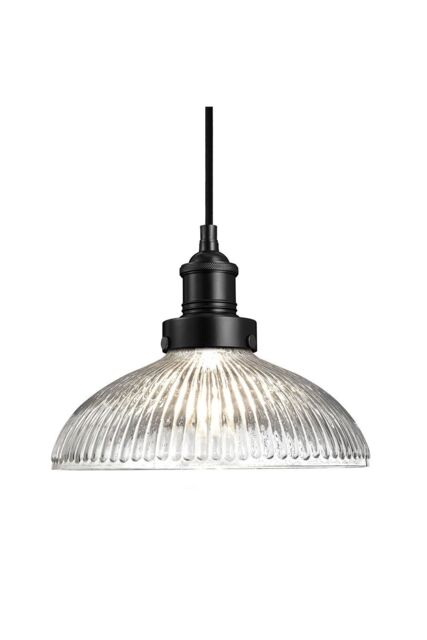 Industville Brooklyn Glass Dome Pendant, 12 Inch, Black Holder - image 1