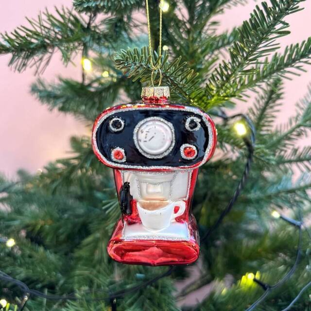 The Alphabet Gift Shop Coffee Machine Christmas Decoration in Red