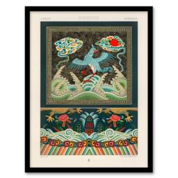 Artery8 Albert Racinet Framed Wall Art Print Chinese Patterns with Birds - Size: A4 - thumbnail 1