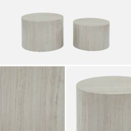 sweeek Pair of round marble-effect nesting coffee tables in White - thumbnail 3