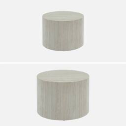 sweeek Pair of round marble-effect nesting coffee tables in White - thumbnail 2