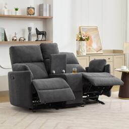 Artemis Home Powell 2 Seat Rocker Recliner Sofa With Centre Console in Dark Grey - Size: 2 Seater - thumbnail 4
