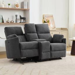 Artemis Home Powell 2 Seat Rocker Recliner Sofa With Centre Console in Dark Grey - Size: 2 Seater - thumbnail 6
