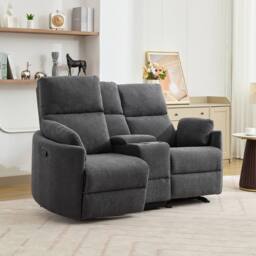 Artemis Home Powell 2 Seat Rocker Recliner Sofa With Centre Console in Dark Grey - Size: 2 Seater - thumbnail 5