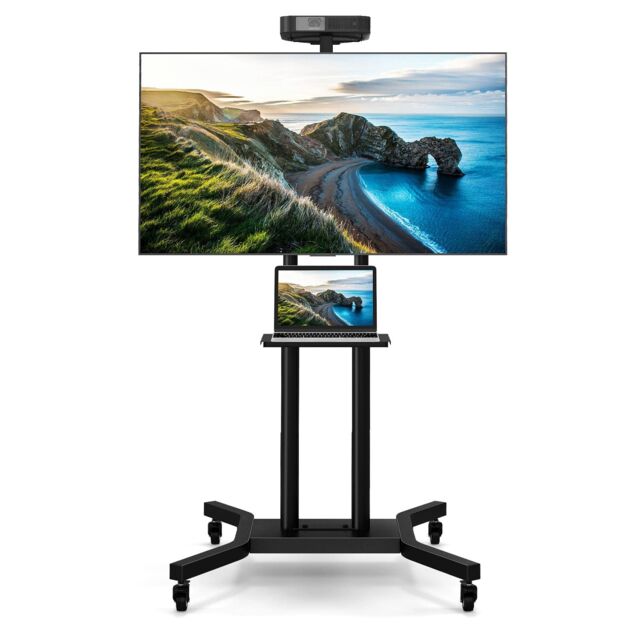 Gymax Mobile TV Stand Height Adjustable TV Cart for 32-70 Inch Display in Black - image 1