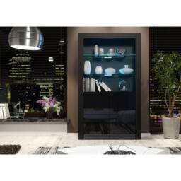 Creative Furniture Spectrum Display Cabinet 170cm - Black with Gloss Doors & LED Lights - thumbnail 2