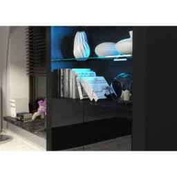 Creative Furniture Spectrum Display Cabinet 170cm - Black with Gloss Doors & LED Lights - thumbnail 4