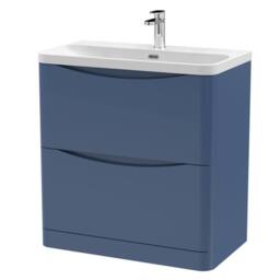 Balterley Bathroom Floor Standing 2 Drawer Vanity, Ceramic Basin, Blue, 800mm in Blue