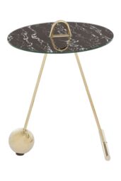 Orsina Stylish Design End Table, Easily Maintained Semi Circle Design Side Table, Versatile Modern Side Table in Gold - thumbnail 2