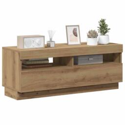 Berkfield Home TV Cabinet with LED Lights Artisian Oak 100x35x40 cm Engineered Wood - Size: 100 x 35 x 40 cm - thumbnail 5