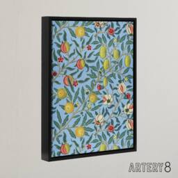"Artery8 Four Fruits Vibrant Pattern Framed Canvas Wall Art Print William Morris in Black - Size: W12"" x H16""" - thumbnail 2