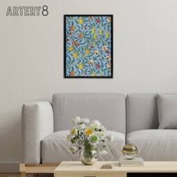 "Artery8 Four Fruits Vibrant Pattern Framed Canvas Wall Art Print William Morris in Black - Size: W12"" x H16""" - thumbnail 3
