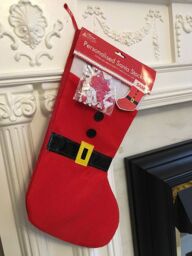 Shatchi Christmas Santa Stocking with Self Adhesive Letters in Red - thumbnail 2