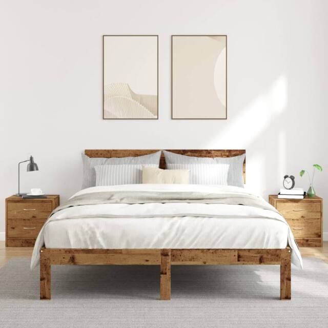 Berkfield Home Stylish Bedside Cabinets 2 pcs Old Wood 40x30x40 cm Engineered Wood in Brown - Size: 40 x 30 x 40 cm - image 1
