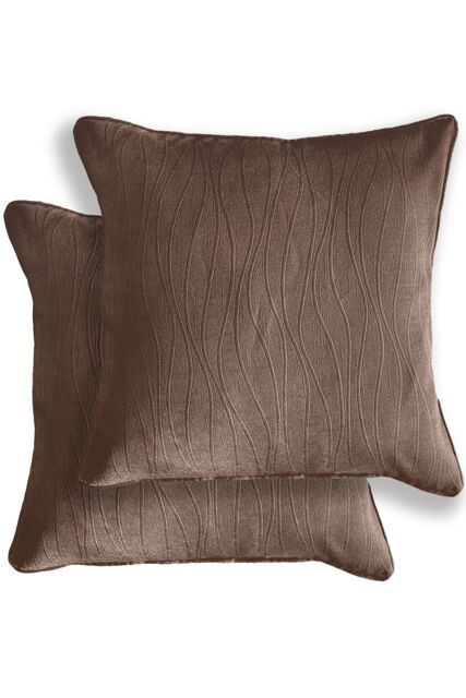 Enhanced Living Pair of Goodwood Textured Wave Pattern Double Sided Zip Opening Piped Edge Cushion Covers - 43x43cm - Cases Only - image 1