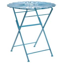 Wyld and Coco Blue Peacock Distressed Powder-Coated Folding Bistro Table - thumbnail 2