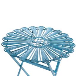 Wyld and Coco Blue Peacock Distressed Powder-Coated Folding Bistro Table - thumbnail 5