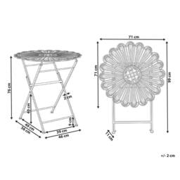 Wyld and Coco Blue Peacock Distressed Powder-Coated Folding Bistro Table - thumbnail 3