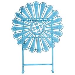 Wyld and Coco Blue Peacock Distressed Powder-Coated Folding Bistro Table - thumbnail 6