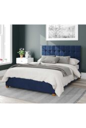 Aspire Sinatra Upholstered Ottoman Storage Bed, Plush Velvet Fabric in Navy - Size: Single - thumbnail 1