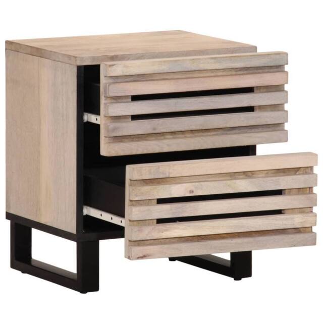 Berkfield Home Bedside Cabinet 40x33x46 cm Solid Wood Bleached Mango in Light Tan - Size: 40 x 33 x 46 cm - image 1
