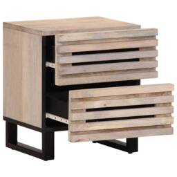 Berkfield Home Bedside Cabinet 40x33x46 cm Solid Wood Bleached Mango in Light Tan - Size: 40 x 33 x 46 cm - thumbnail 1