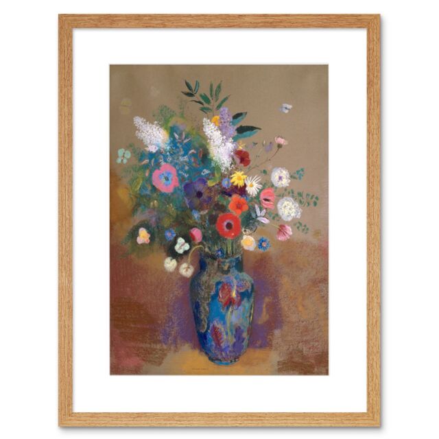 "Artery8 Wall Art Print Flowers Odilon Redon Art Black Framed 9x7 inch in Beige - Size: W7"" x H9""" - image 1